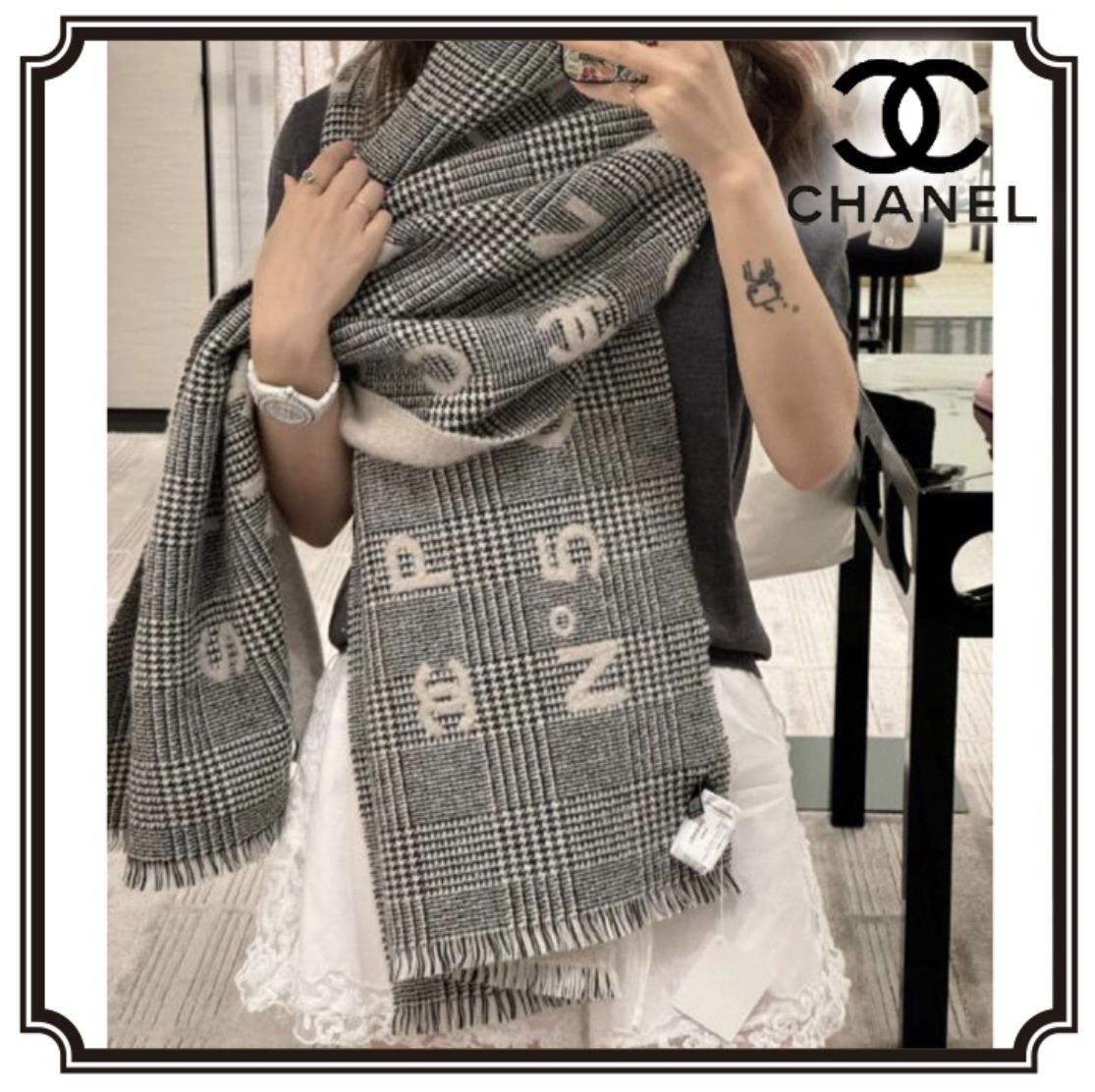 リバーシブルで大活躍♪】CHANELマフラー ストール 国内発送 (CHANEL