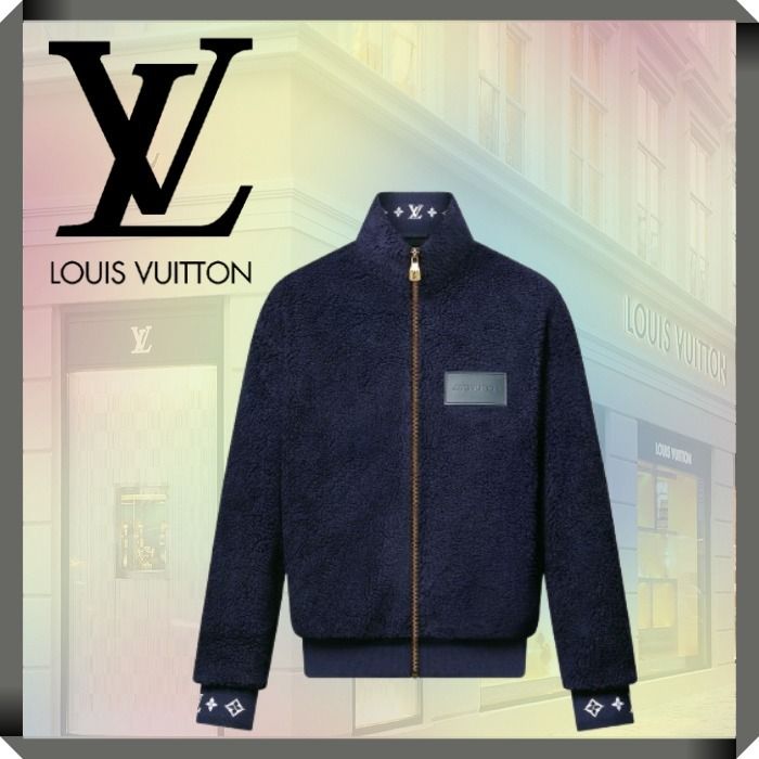 新作☆大人気♪Louis Vuitton☆レザーパッチフリースブルゾン (Louis