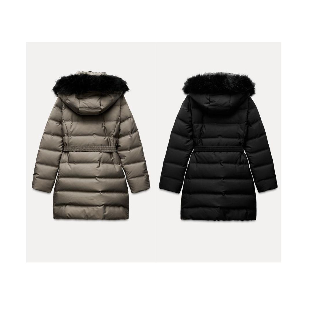 ZARA】防水防風フード付きベルト付きダウンジャケット8073/230 (ZARA