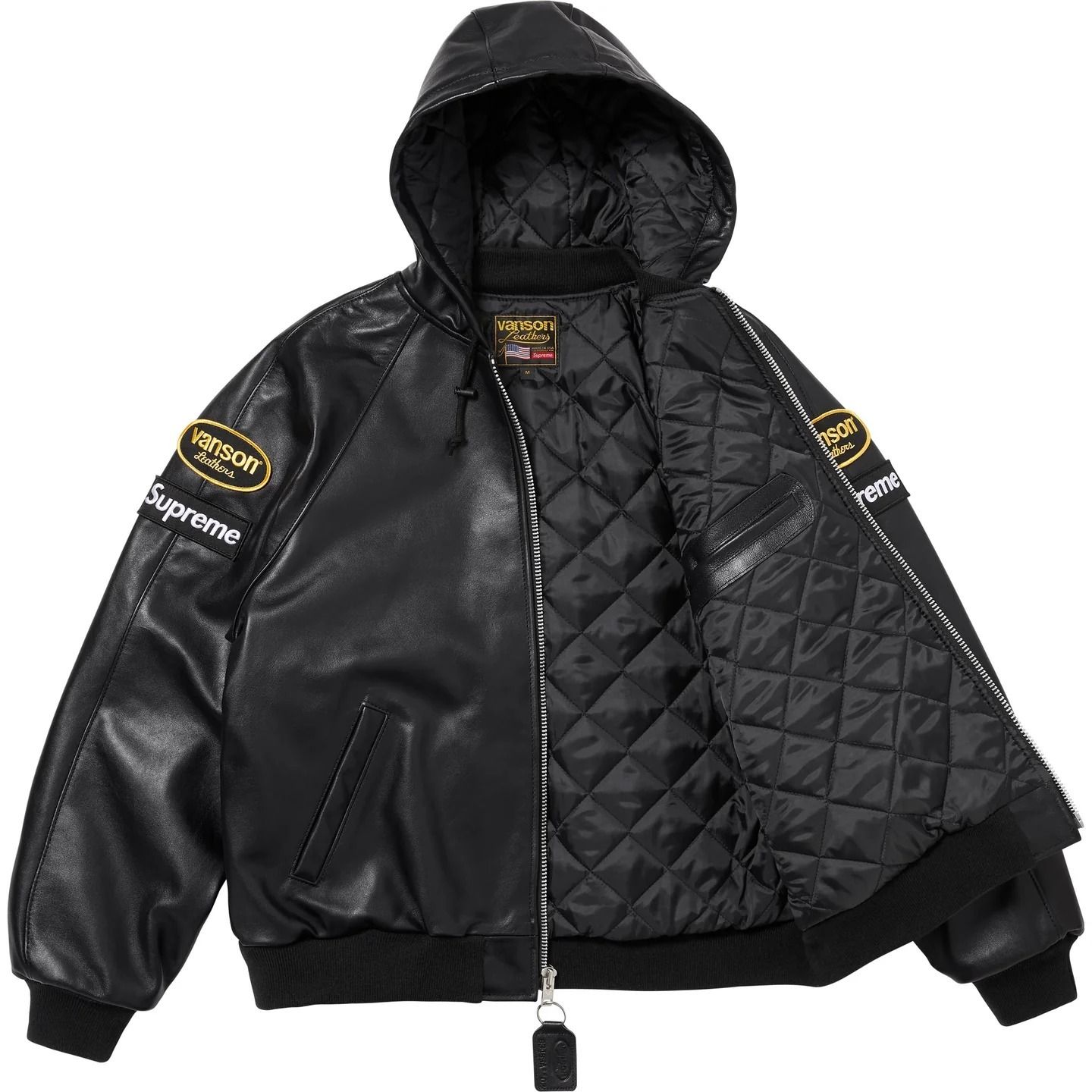 Supreme x Vanson Leathers】Hooded Work Jacket Black - 24FW