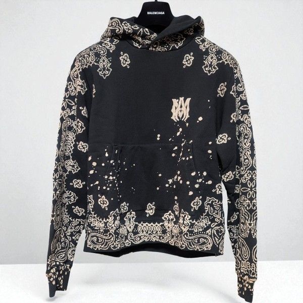 AMIRI アミリ ペイズリー柄プルオーバーフーディ ブラック (AMIRI