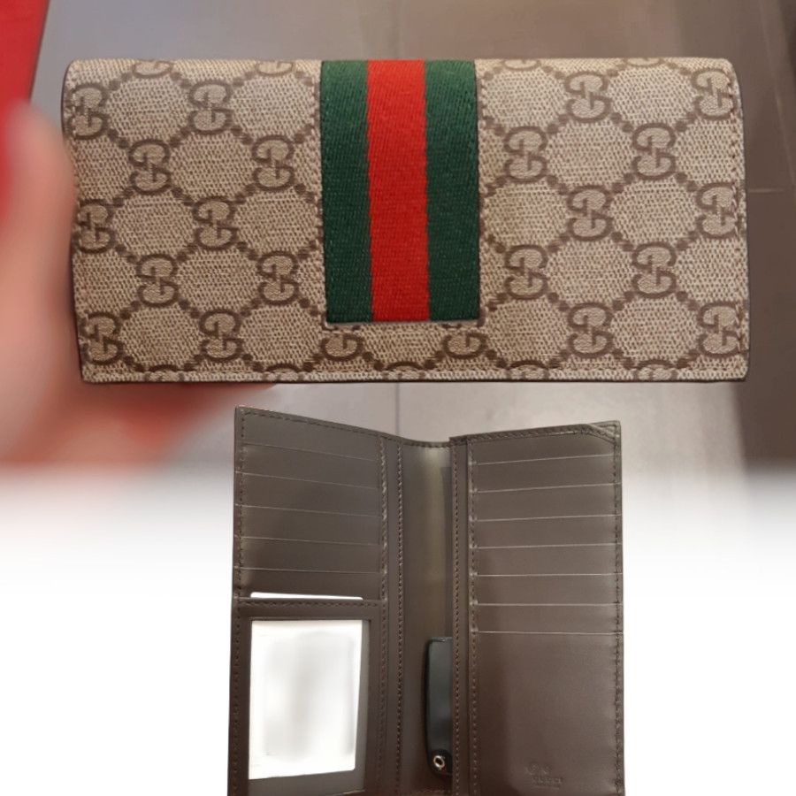 セール】グッチ*GGスプリームxレザー ストライプ 長財布779872 (GUCCI