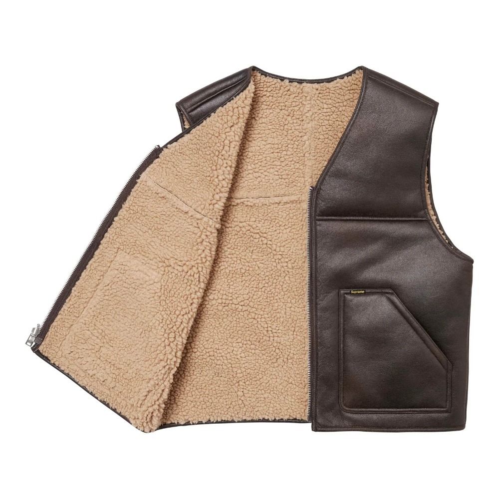Supreme】Reversible Faux Shearling Vest☆Brown☆24FW☆ (Supreme