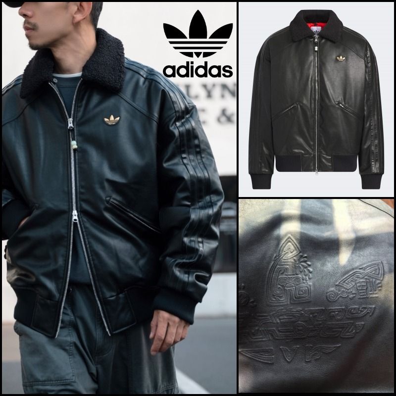 ADIDAS】Originals SS2025 フェイクレザージャケット☆追跡可 (adidas