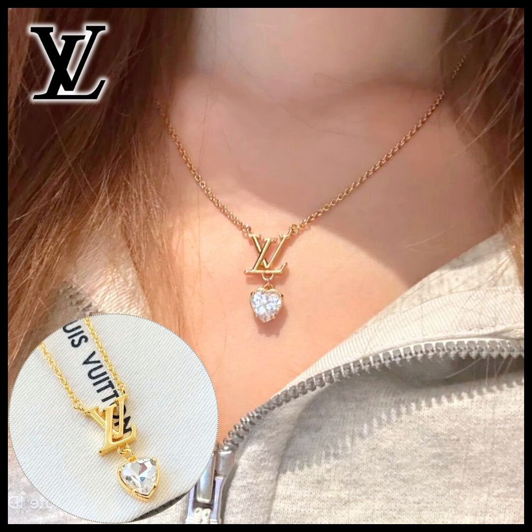 輝くLVロゴとハート】ルイヴィトン ネックレス アイコニック (Louis