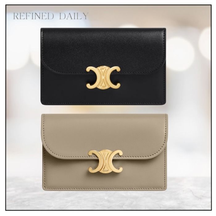 すぐ届く♪トリオンフフラップ付きロングカードホルダー (CELINE