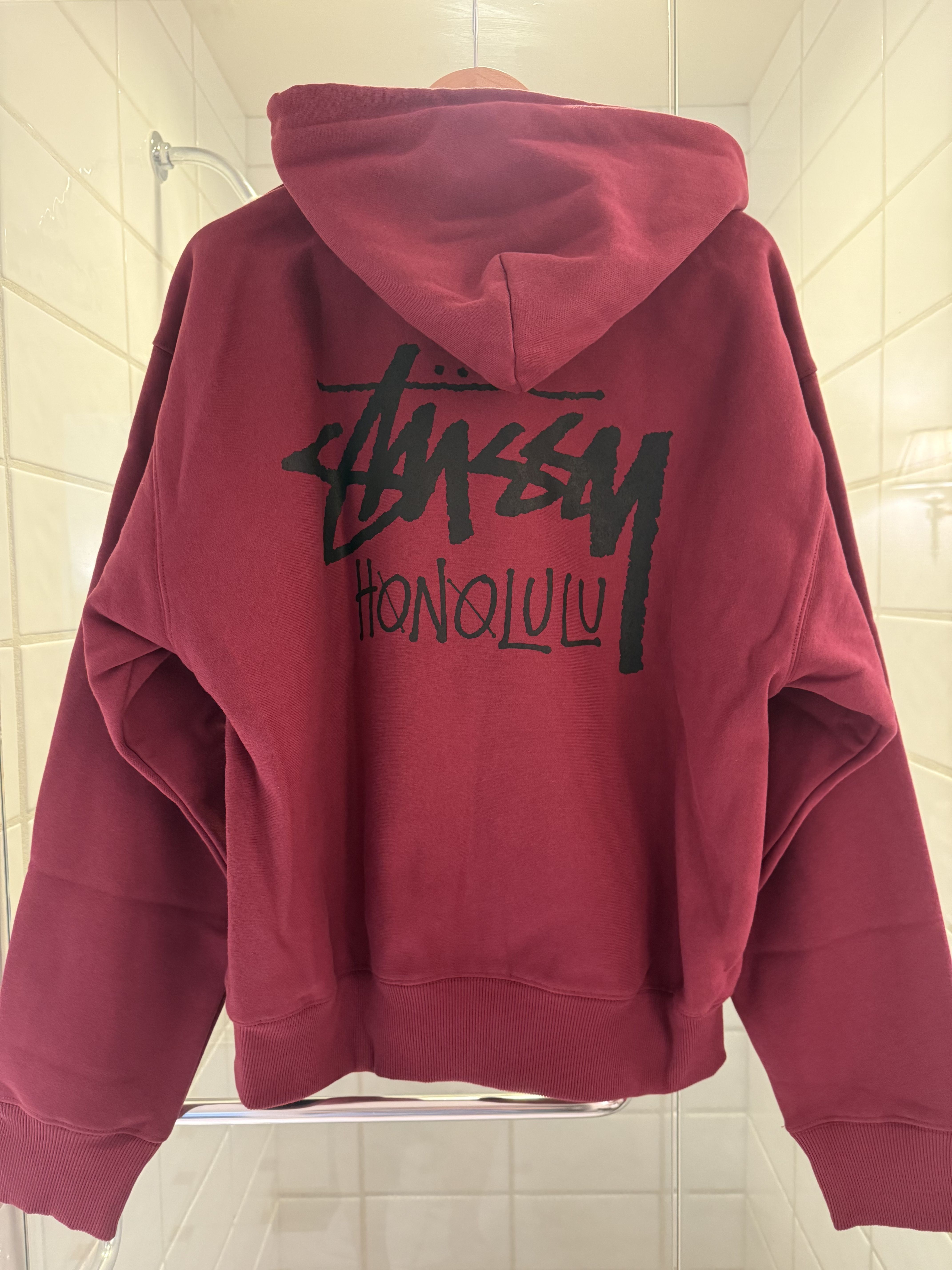 STUSSY◎ストックロゴ 赤黒 パーカー D341 ☆韓国の人気☆【Stussy
