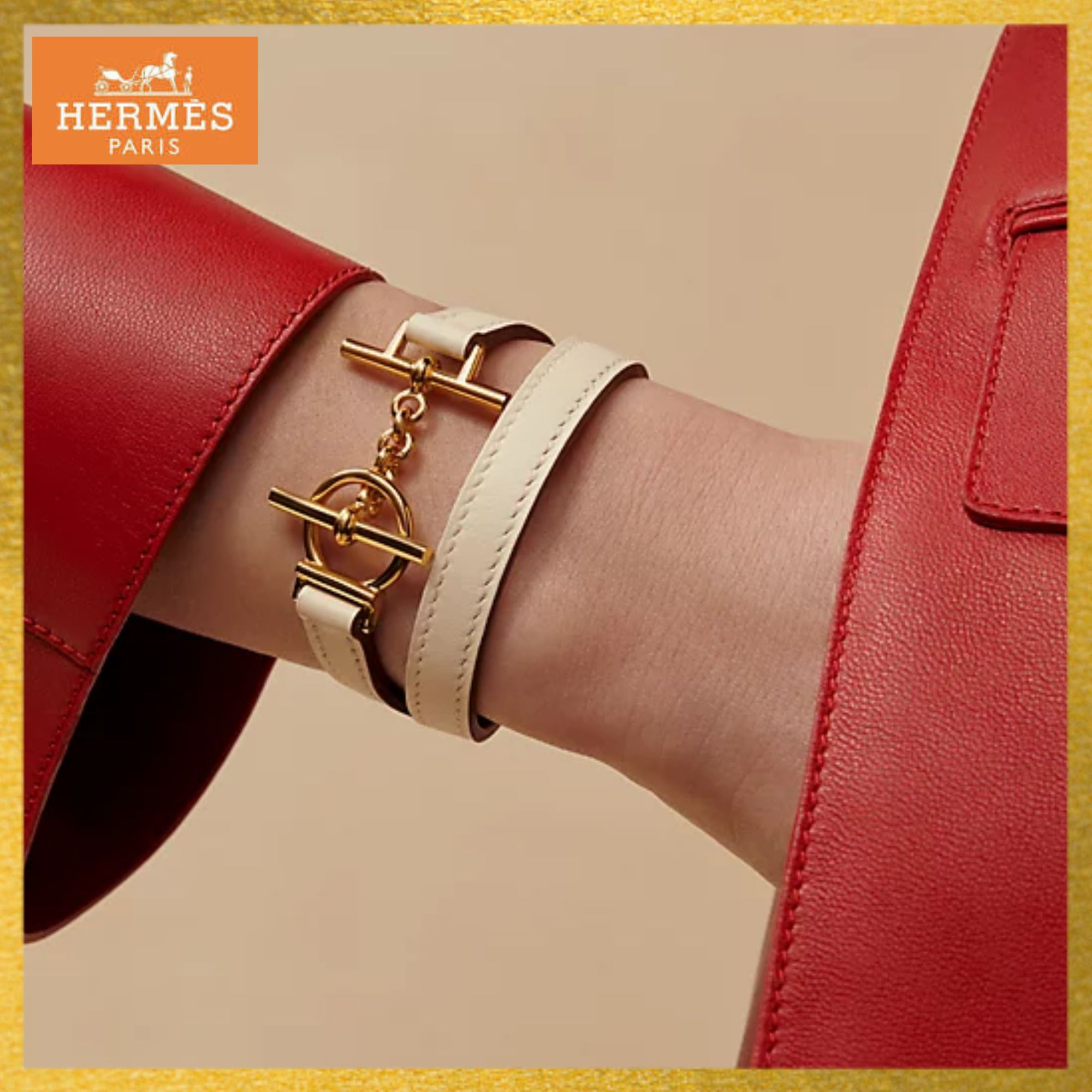 HERMES】レザーブレスレット クロワジエール ドゥブルトゥール (HERMES