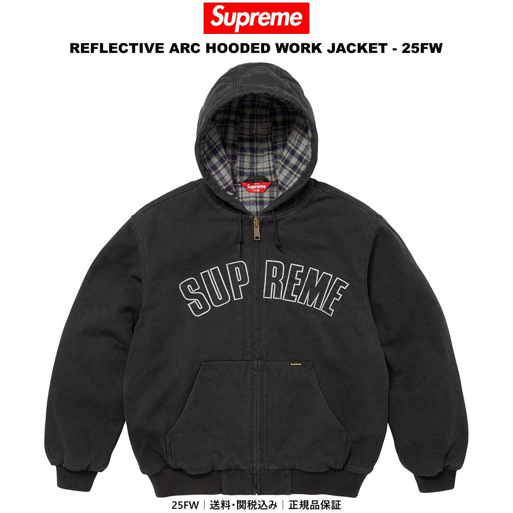 Supreme】Reflective Arc Hooded Work Jacket Black - 25FW (Supreme