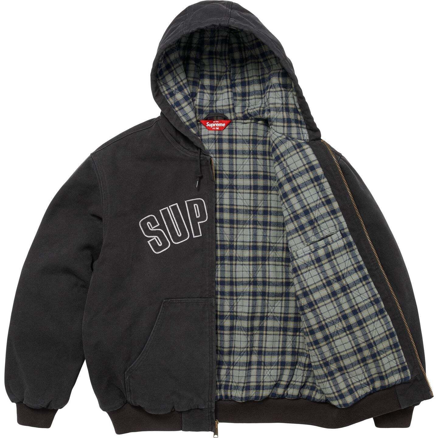 Supreme】Reflective Arc Hooded Work Jacket Black - 25FW (Supreme