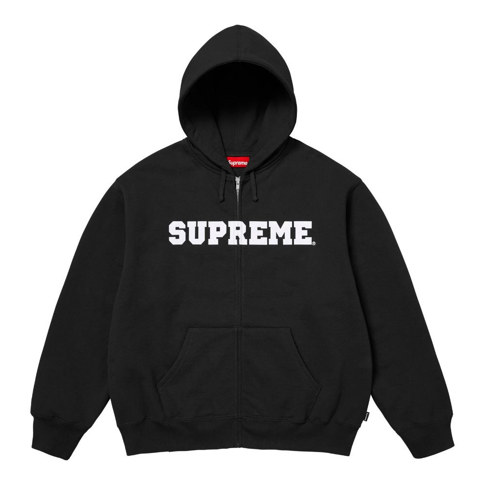 Supreme】Collegiate Applique Zip Up Hooded Black 25FW (Supreme