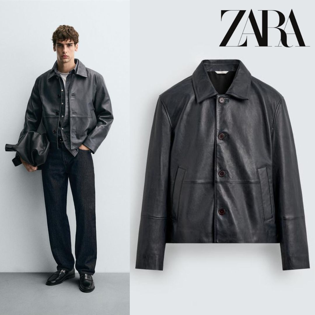 ZARA］ボクシーフィットレザー ジャケット (ZARA/レザージャケット