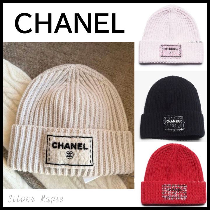 ツイードロゴの刺繍【CHANEL】ニットキャップ 25K (CHANEL/ニット
