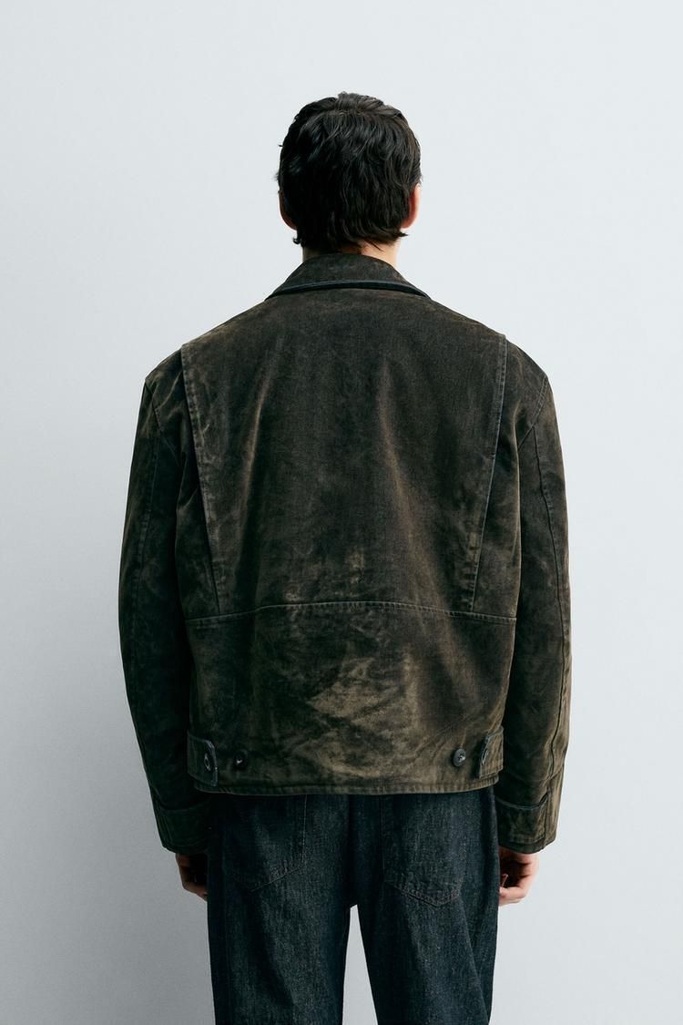 ZARA】ベロアツイルジャケット ダークグリーン | 3833/306/529 (ZARA