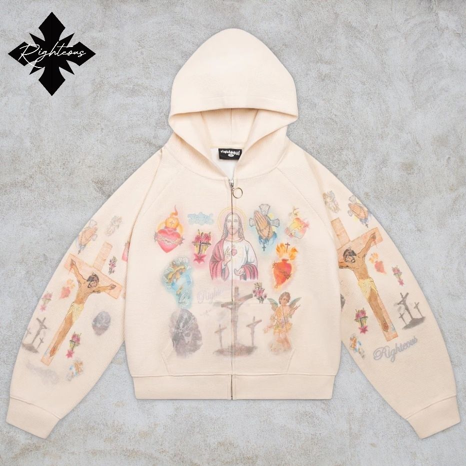We Are Righteous Zip Up Hoodie サーマル パーカー フーディ