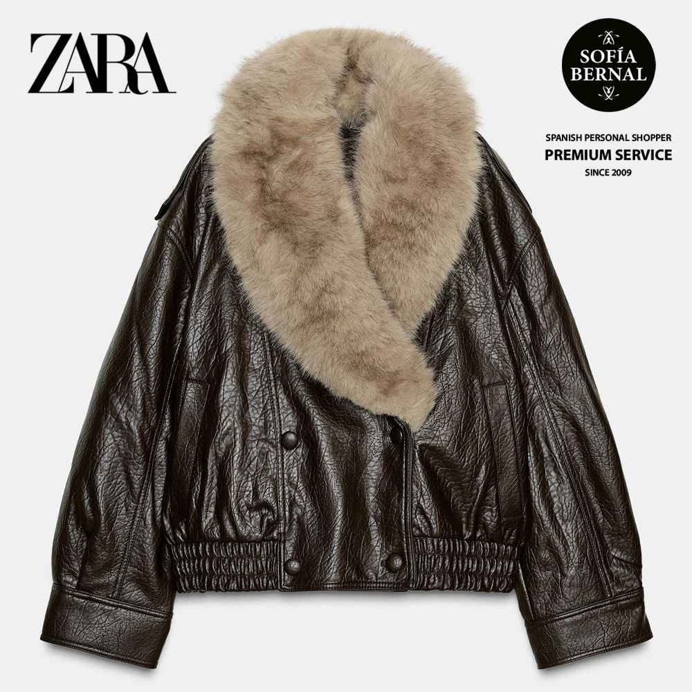 ZARA 取り外し可能な襟付きフェイクレザージャケット (ZARA/ジャケット