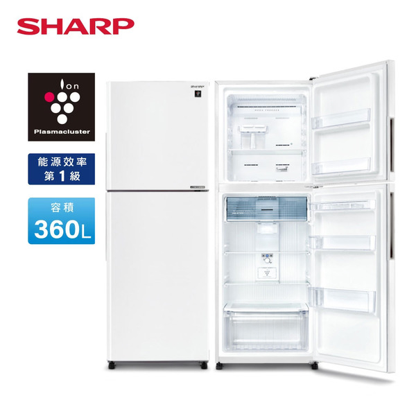 SHARP 夏普】360L 除菌雙門變頻冰箱SJ-PX36-WH (送基本安裝) 震旦通訊