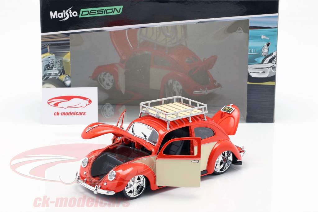 Maisto 1:18 Volkswagen VW Beetle year 1951 red / cream white 32614