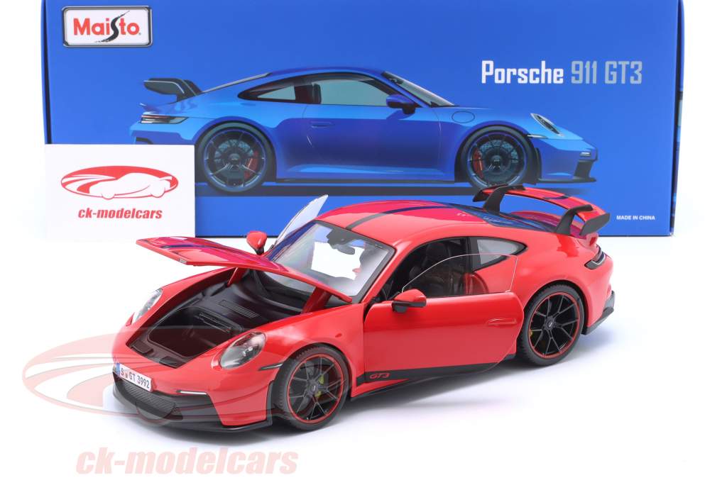 Maisto 1:18 Porsche 911 (992) GT3 建設年 2022 赤 36458 モデル 車