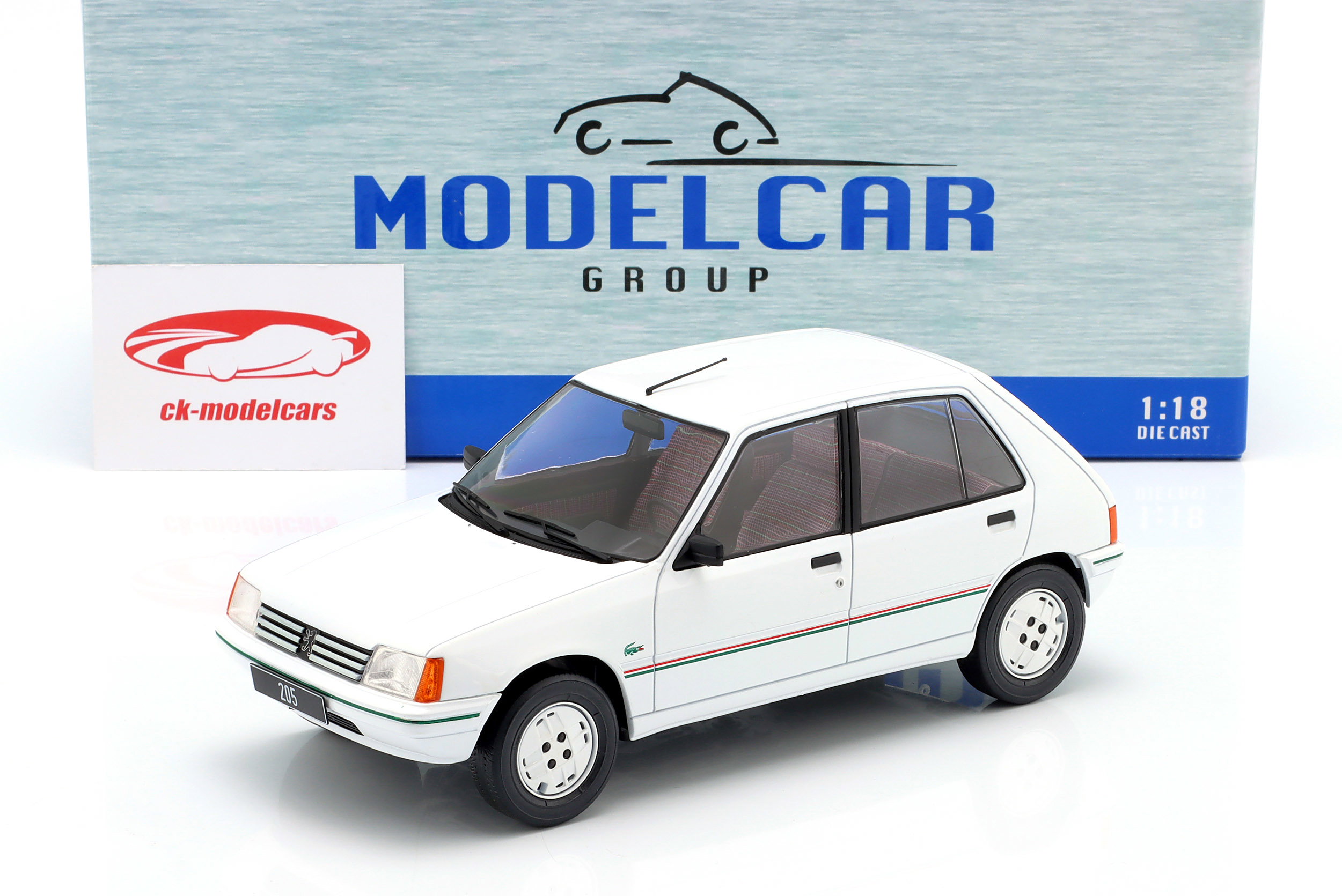 ModelCarGroup 1:18 Peugeot 205 year 1984 Lacoste white ModelCar