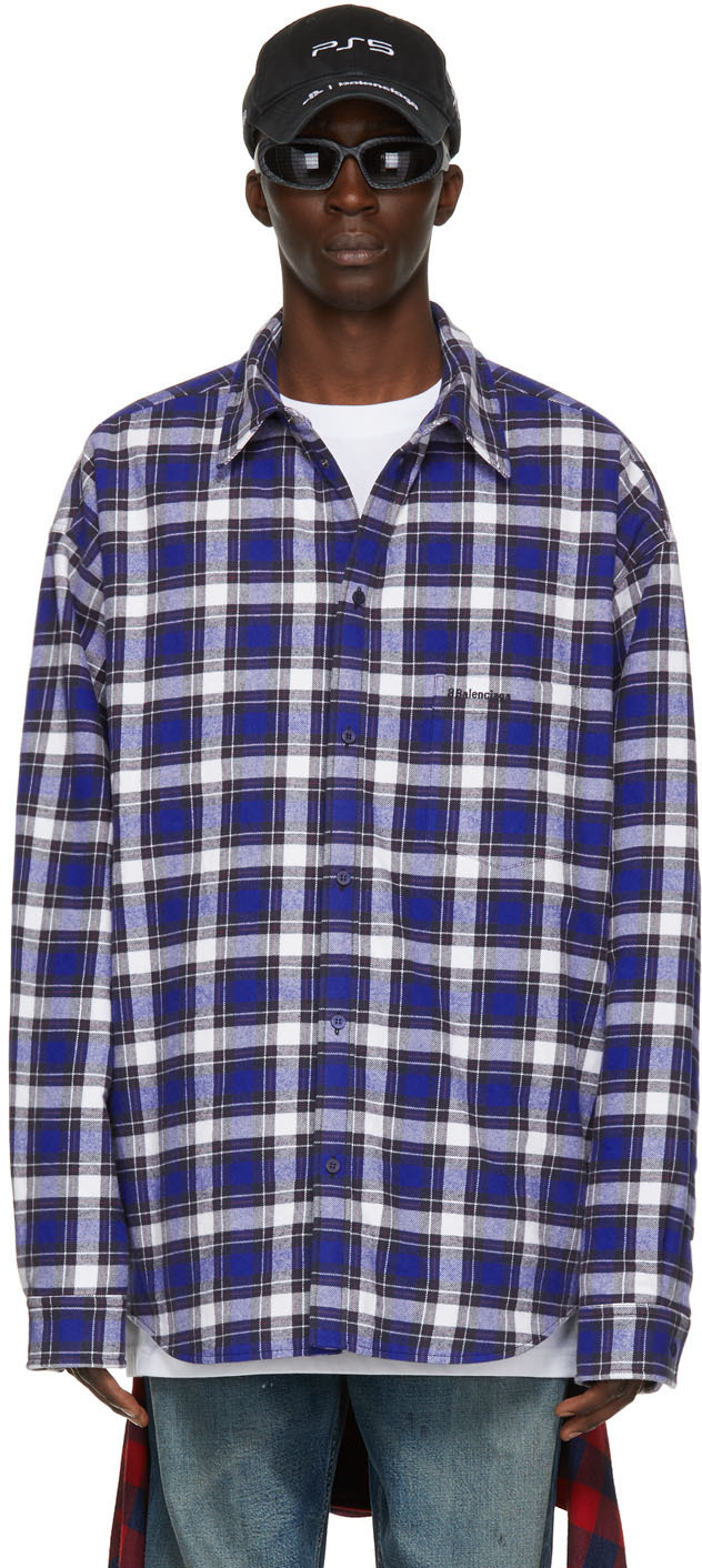 Balenciaga Blue Check Shirt Jacket Balenciaga