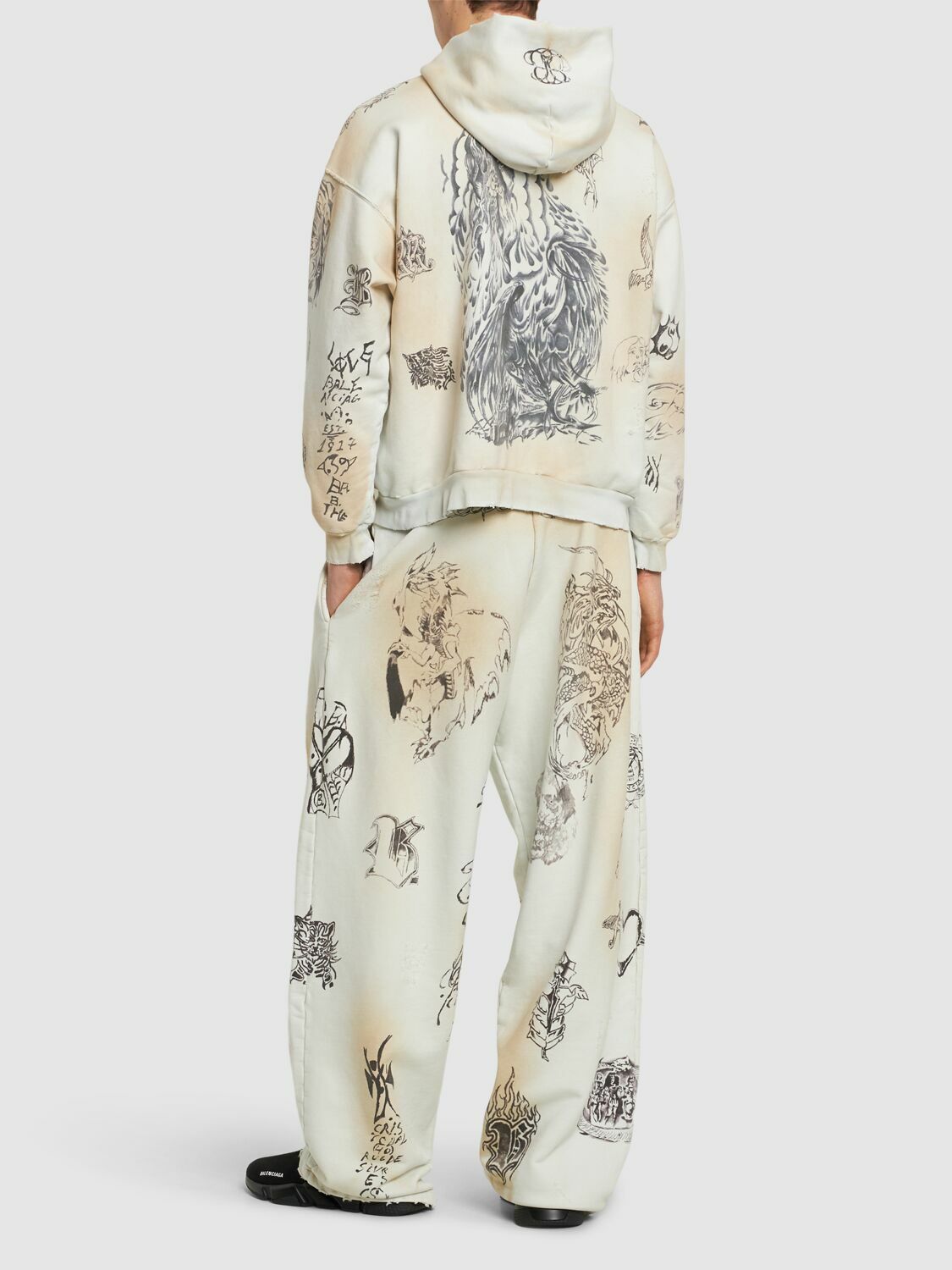 BALENCIAGA Tattoo Heavy Molleton Zip-up Hoodie Balenciaga
