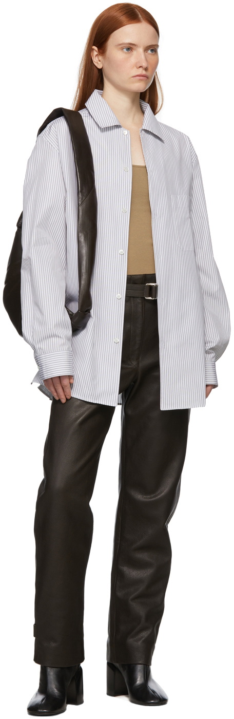 LEMAIRE White Striped Convertible Collar Shirt Lemaire