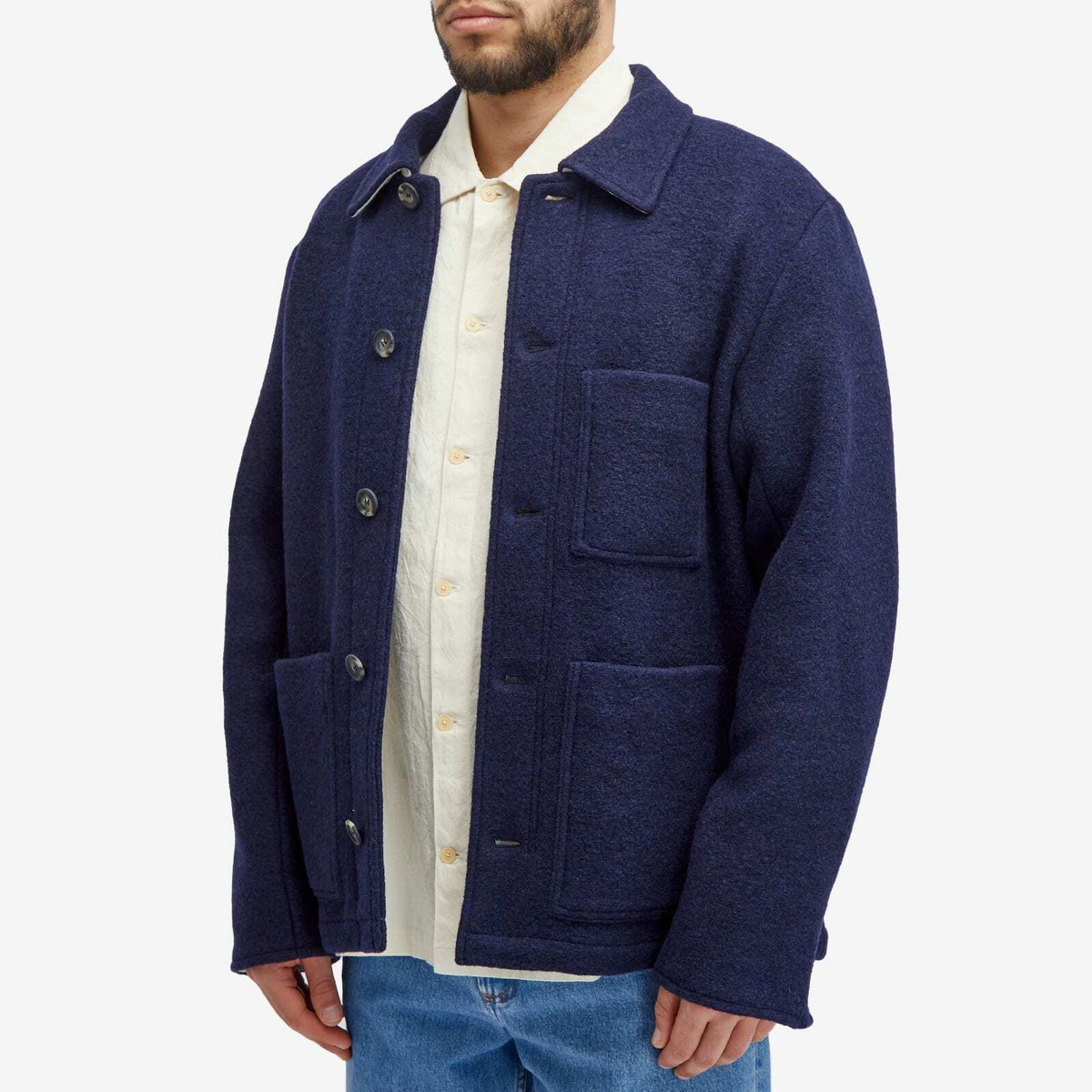 A.P.C. Men's Emile Wool Chore Jacket in Dark Navy A.P.C.