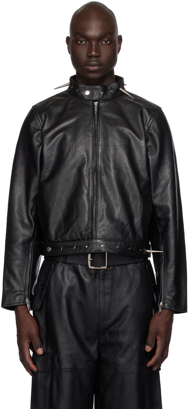 Deadwood Black Velar Spike Leather Jacket Deadwood