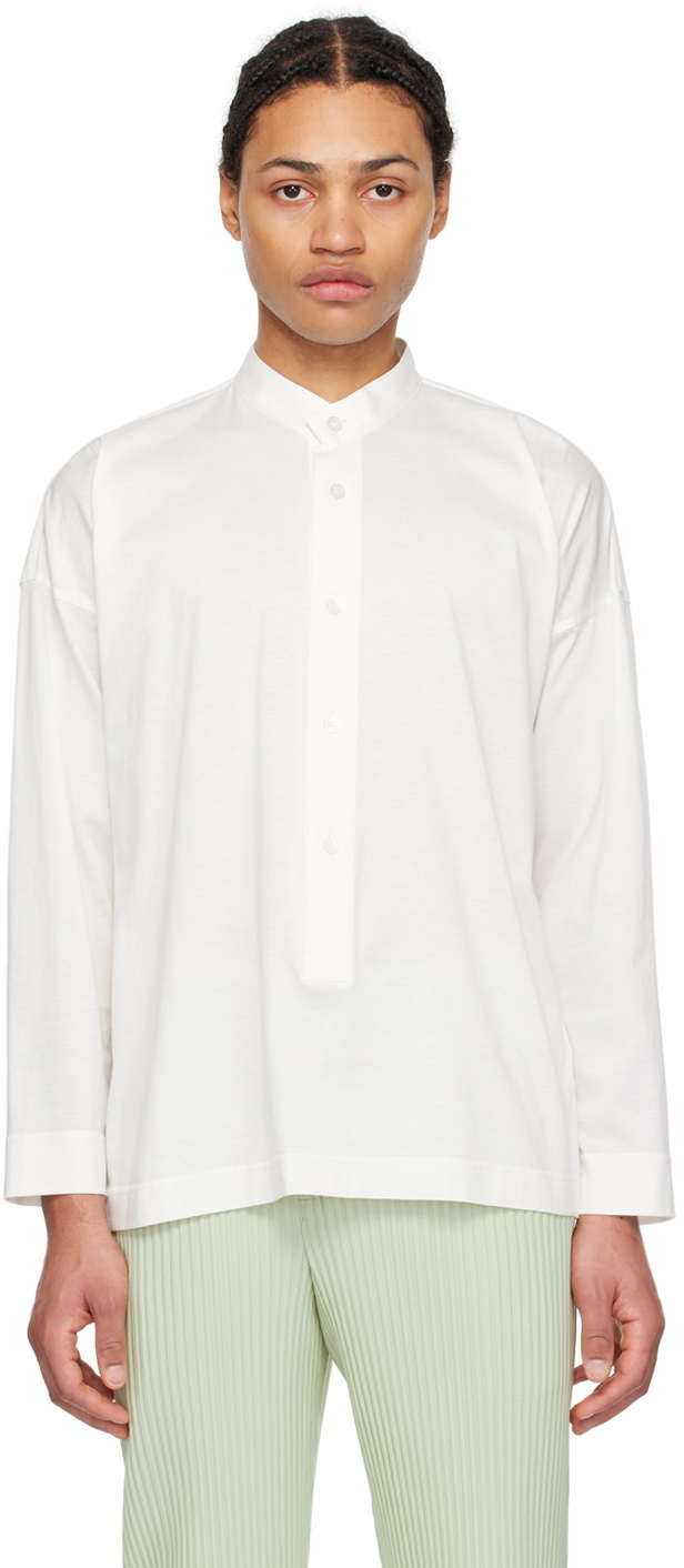 HOMME PLISSÉ ISSEY MIYAKE White Band Collar Shirt Homme Plisse