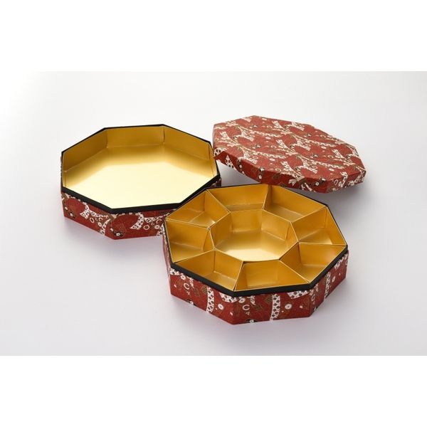 瑞光明 紙重箱 八角型（大）2段 友禅ZU-No.12 台紙・カップ付