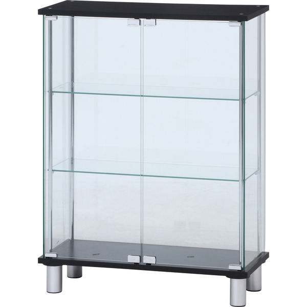 不二貿易 ガラスディスプレイケース3段 ワイド 幅700×奥行280×高さ
