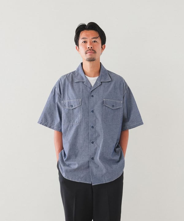 BEAMS（ビームス）シャンブレー オープンカラー シャツ（シャツ