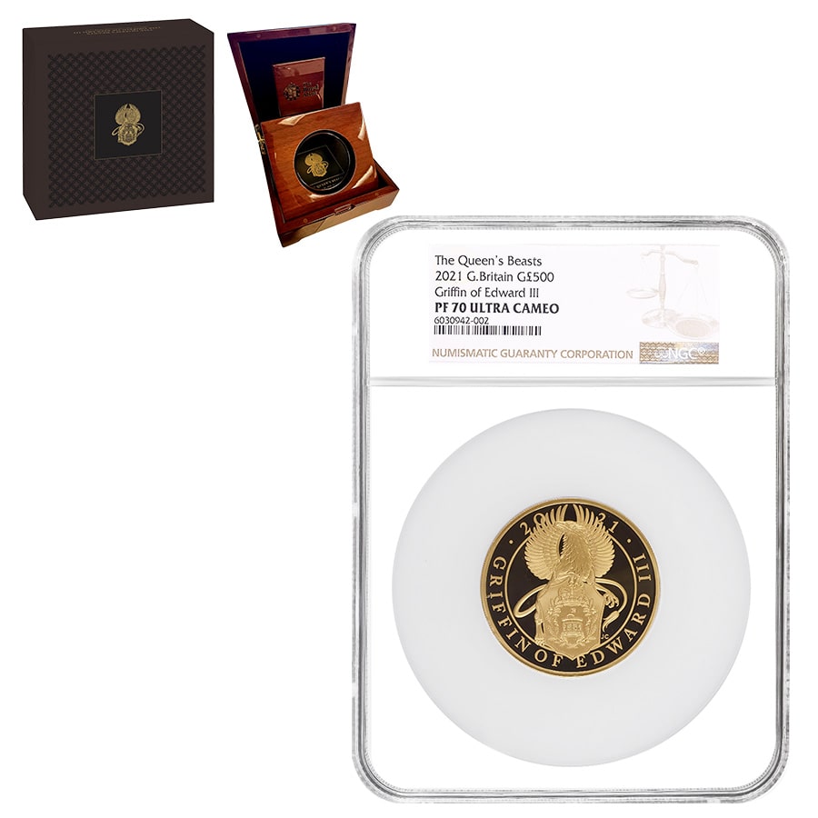 2021 GB 5 oz Proof Gold Queen's Beasts Griffin Coin NGC PF 70