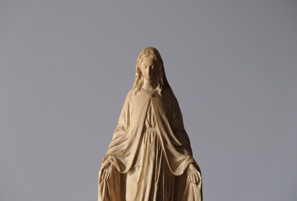 聖母マリア像 石膏 h34cm フランス アンティーク ヴィンテージ 0501537