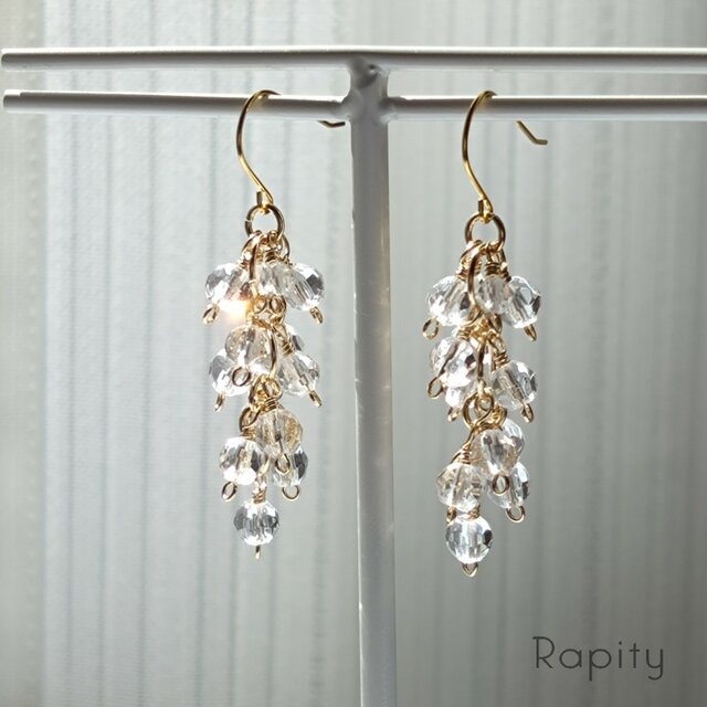 14kgf☆天然石クリスタル（水晶） デザインピアス | iichi 日々の