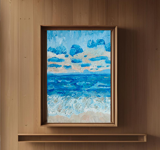 原画「朝の海6」サムホール・油彩画 | iichi 日々の暮らしを心地よく