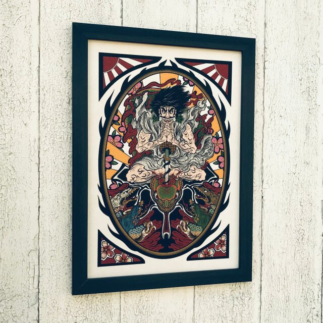 尾九 カスタム浮世絵 鬼童丸 A4サイズ フレーム付き | iichi 日々の