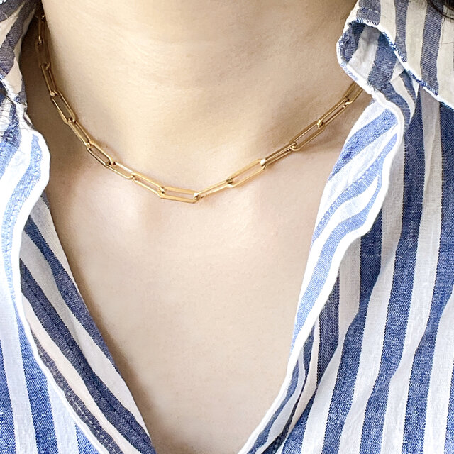 シンプル・ケーブルチェーン・ゴールドネックレス✧サージカル