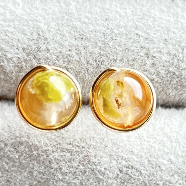 オパール トリジマイト イン アゲート 1粒ピアス 14kgf ブラジル産