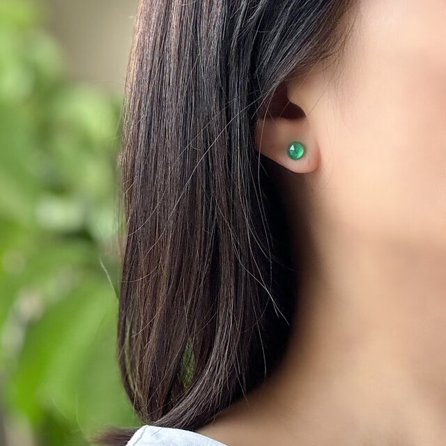 グリーンオニキス 14Kgfピアス 天然石 --Fresh green-- | iichi 日々の