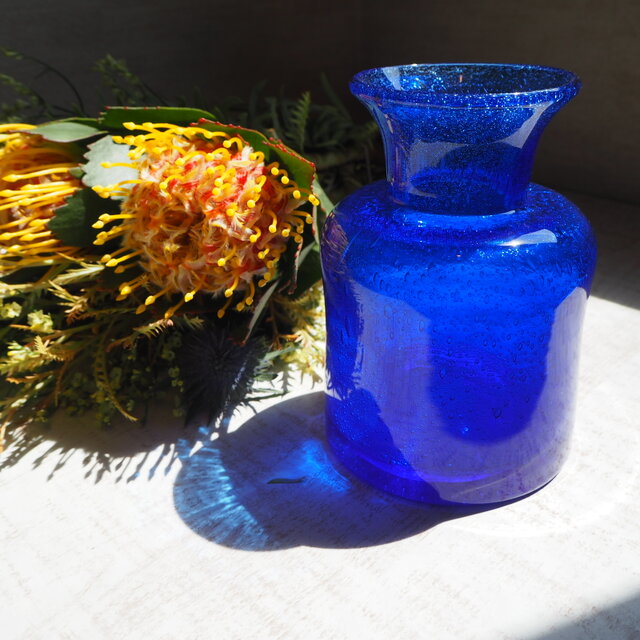 北欧＊エリックホグランのフラワーベース／青色／花瓶／ガラス／BODA