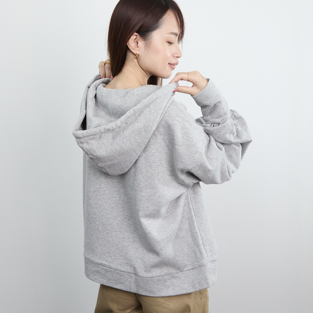 大きめフードのスウェットパーカー グレー 0363Grey | iichi 日々の