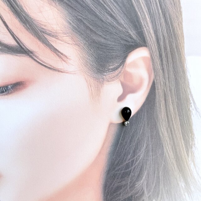 漆黒の宇宙Ⅱ✧モリオンお守りピアス（ペアシェイプ）✧GALAXY