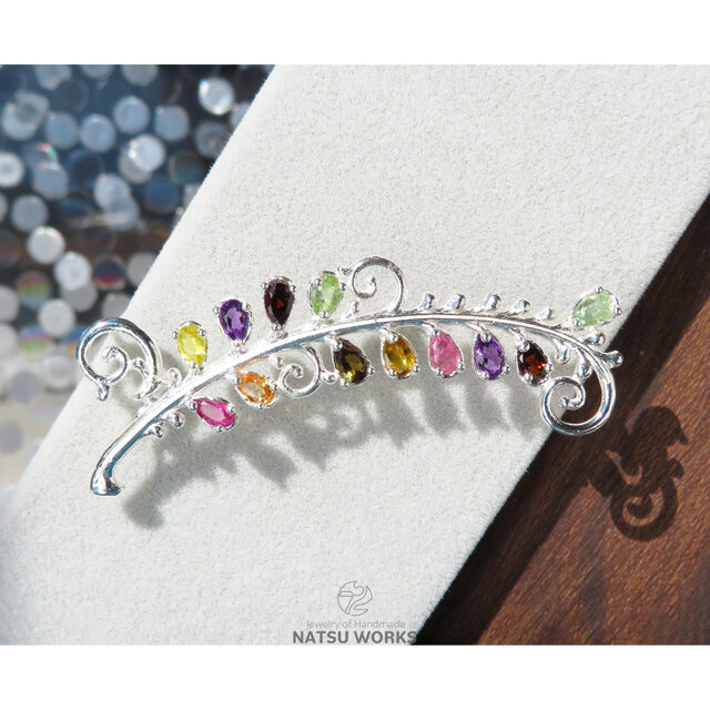 トルマリン & アメジスト ブローチ / Tourmaline and Amethyst Brooch