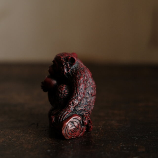 赤で素敵◇中国産 干支のオブジェ 堆朱 樹脂製 ビンテージ インテリア