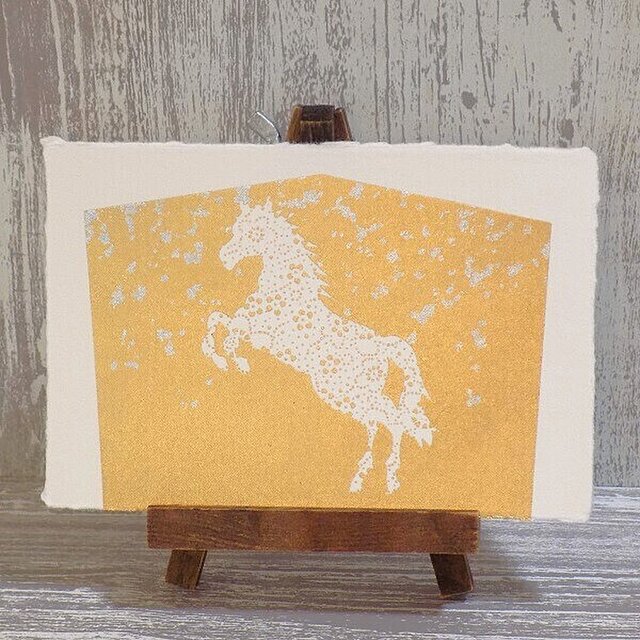 和紙製 純金箔押し ポストカード 干支「午」 2026年 お正月 縁起物