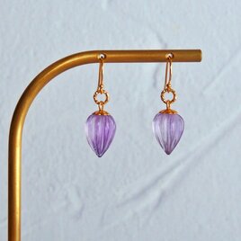 ターコイズ フラワーカービング ピアス 14kgf | iichi 日々の暮らしを