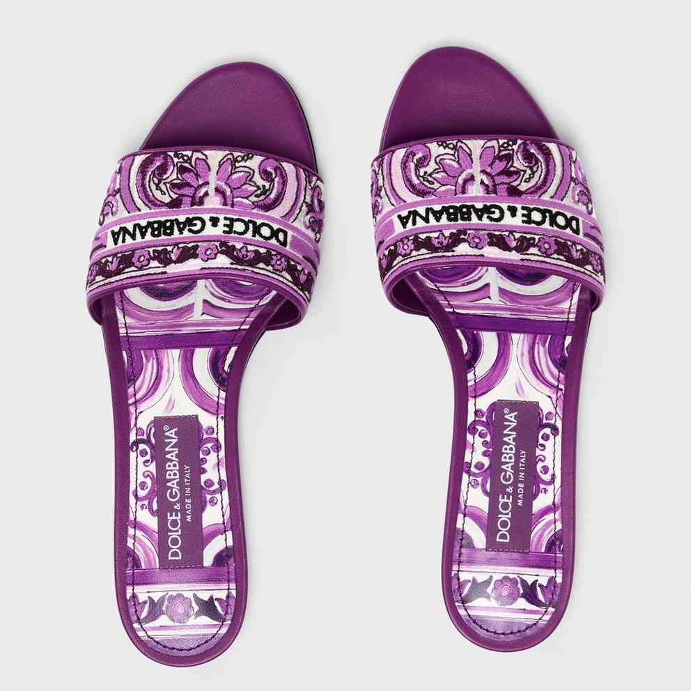 Dolce and Gabbana Embroidered Majolica Logo Sandals | Cruise Fashion