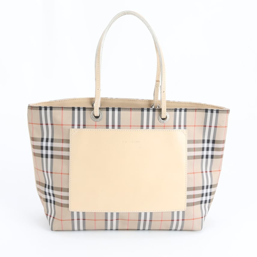 C (やや傷や汚れあり)】バーバリー ノバ チェックハンドバッグ レザー